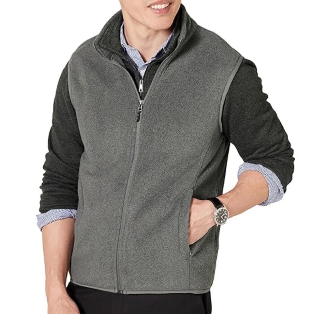 Amazon Essentials | NWT Men's Full-Zip Polar Fleece Vest Gray Size Small